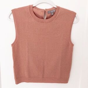 NWT J. Crew Featherweight Cashmere-Blend Cropped Sweater Shell in Rosy Dune - M